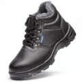 Low ankle black leather reflective steel toe cap anti static safety shoes price